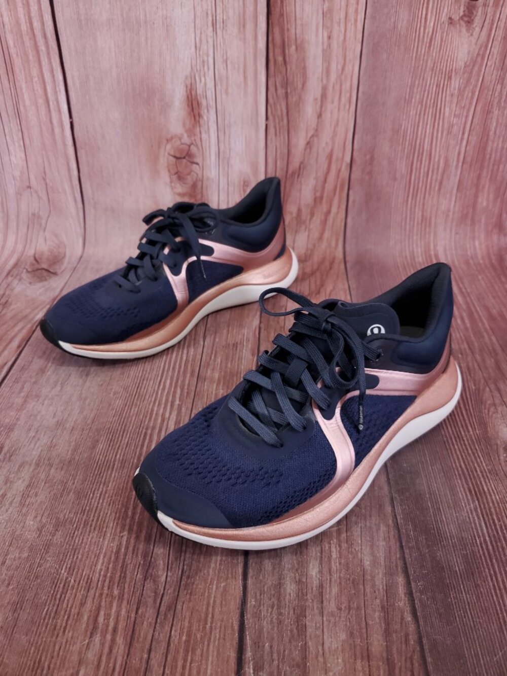 Lululemon Chargefeel Workout Low Womens 6.5 Running Shoes Navy Rose Gold Sneaker